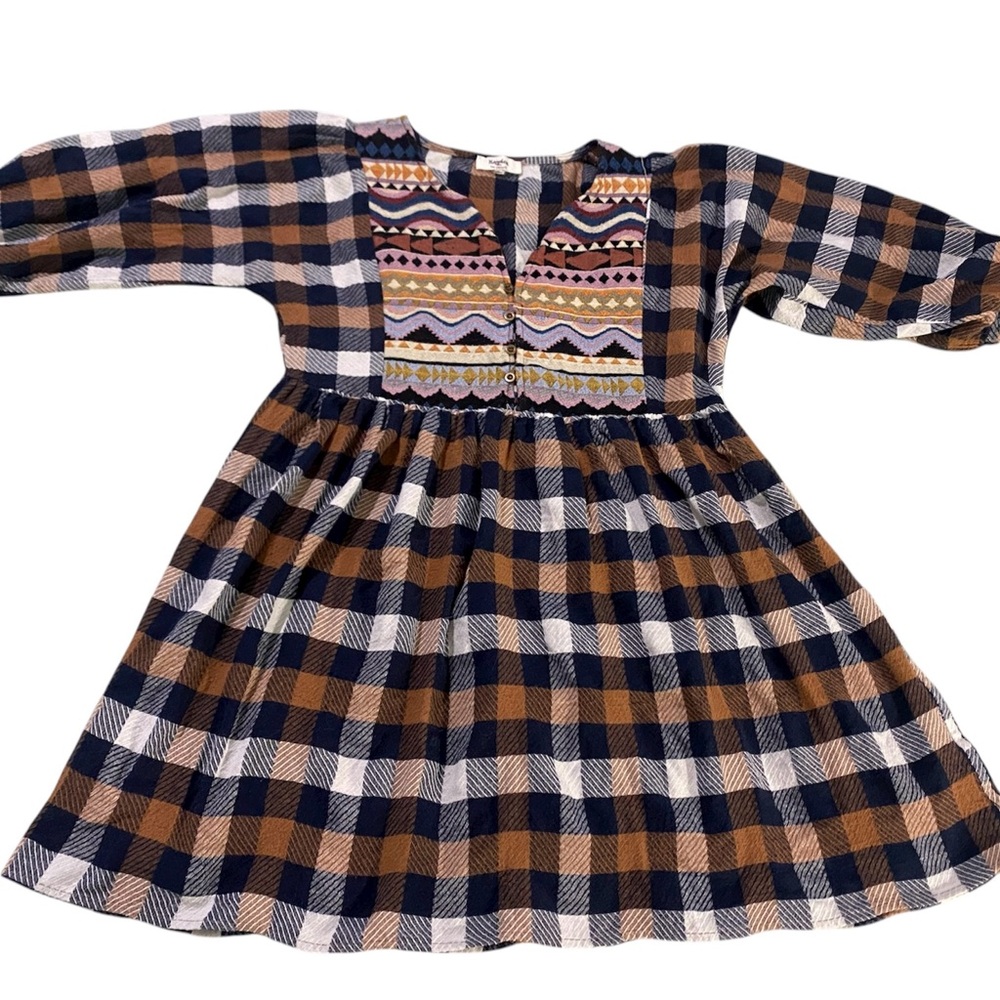 Hayden Blue and Brown Plaid Kids Dress